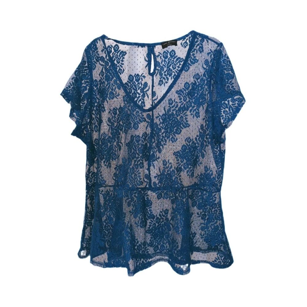 Lane Bryant Forest Green V-Neck Sheer Cover Up Size 22/24 Office Beach Evening